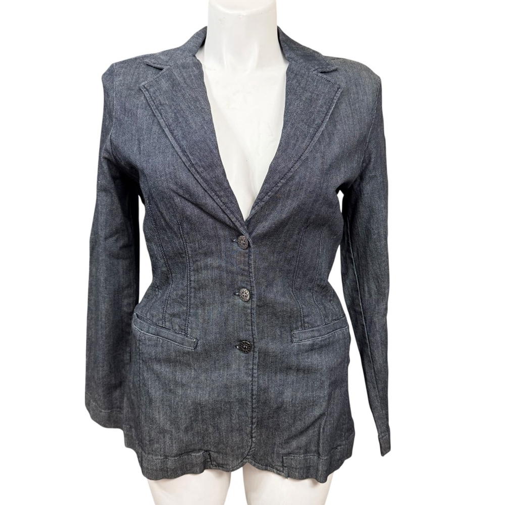 Nine West Jeans Denim Blazer Jacket Rinse Wash Stretch NWT Women’s Large